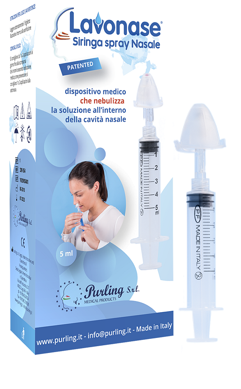 LAVONASE SIRINGA SPRAY NASALE NON STERILE 5 ML LUER-LOCK CON CAPPUCCIO + UGELLO NASALE CON RACCORDO LUER-LOCK + PERFORATORE CON VALVOLA NON RITORNO CON TAPPO - Farmadillo