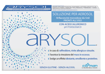 ARYSOL SOLUZIONE ADULTI PER AEROSOL CON ACIDO IALURONICO PH FISIOLOGICO 10 FLACONCINI MONODOSE DA 5 ML - Farmadillo
