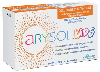 ARYSOL KIDS SOLUZIONE BAMBINI PER AEROSOL CON ACIDO IALURONICO PH FISIOLOGICO 10 FLACONCINI MONODOSE DA 5 ML - Farmadillo