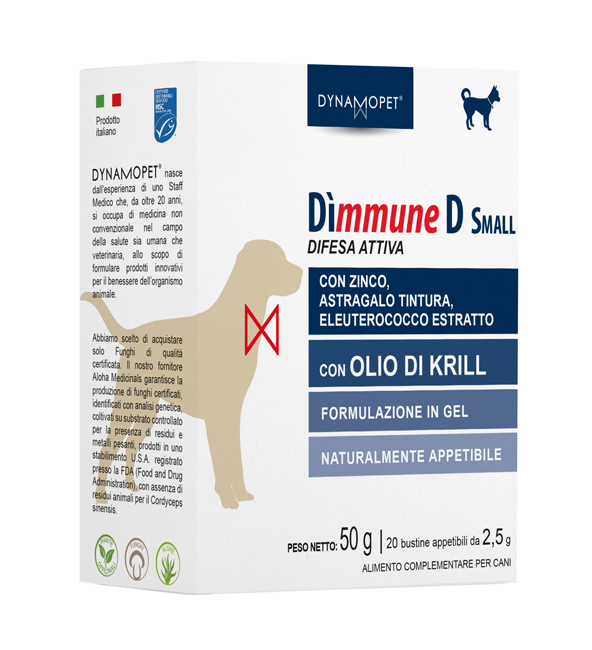 DIMMUNE D SMALL CANI 20 BUSTINE APPETIBILI DA 2,5 G - Farmadillo