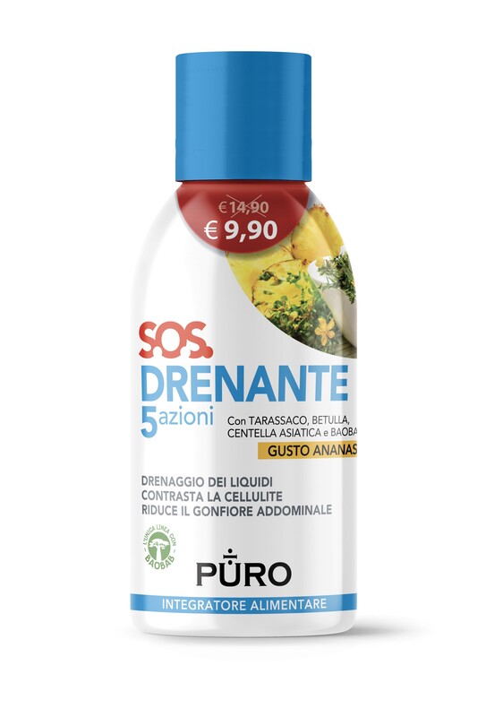 PURO DRENANTE 5 AZIONI CON BAOBAB GUSTO ANANAS 500 ML - Farmadillo