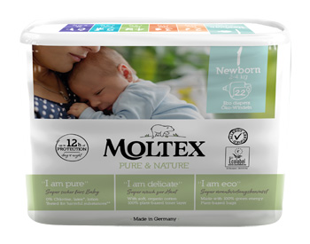 PANNOLINI MOLTEX PURE & NATURE NEW BORN 2-5 KG TAGLIA 1 22 PEZZI - Farmadillo