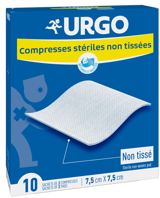 COMPRESSA DI GARZA IN COTONE STERILE URGO 7,5 X 7,5 CM 10 PEZZI - Farmadillo