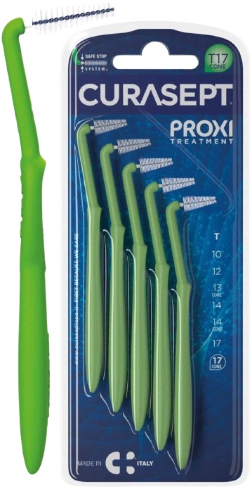 SCOVOLINO CURASEPT PROXI ANGLE MISURA T17 CONICO ISO 5 VERDE DIAMETRO 1,7 MM 5 PEZZI - Farmadillo