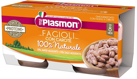 PLASMON OMOGENEIZZATO FAGIOLI BORLOTTI E CAROTE 2X80 G - Farmadillo