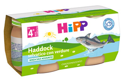 HIPP OMOGENEIZZATO DI FILETTI DI HADDOCK SELVATICO CON VERDURE 2X80 G - Farmadillo