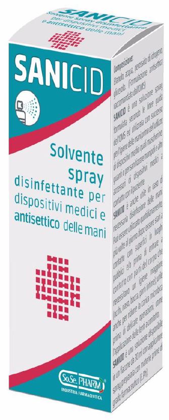 SANICID SOLUZIONE SPRAY PER DISINFEZIONE DISPOSITIVI MEDICI E ANTISETTICO MANI 30 ML - Farmadillo