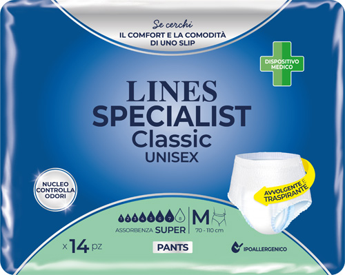 PANNOLONE A MUTANDA LINES SPECIALIST CLASSIC PANTS SUPER M 14 PEZZI - Farmadillo
