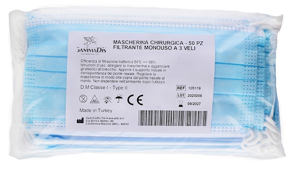 MASCHERINA CHIRURGICA 50 PEZZI GAMMADIS - Farmadillo