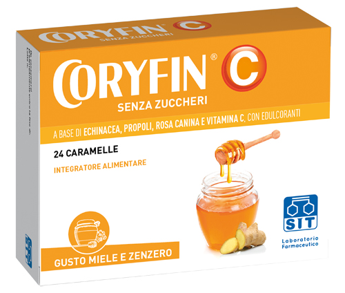CORYFIN C SENZA ZUCCHERO MIELE ZENZERO 24 CARAMELLE - Farmadillo