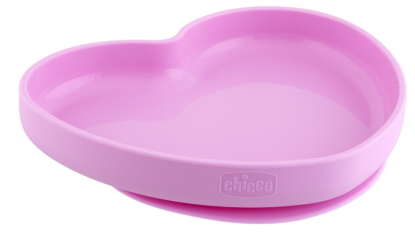CHICCO PIATTO CUORE VENTOSA SILICONE ROSA - Farmadillo