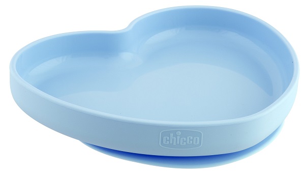 CHICCO PIATTO CUORE VENTOSA SILICONE BLU - Farmadillo