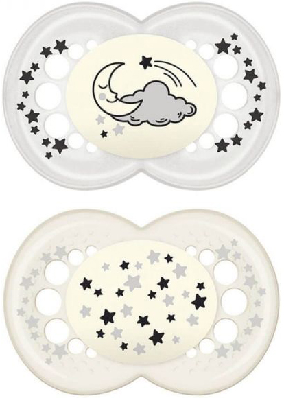 MAM SUCCHIETTO ORIGINAL NIGHT 6+ MESI SILICONE NEUTRO 2 PEZZI - Farmadillo