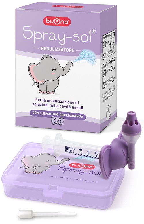 BUONA SPRAY-SOL NEBULIZZATORE SPRAY SOL + AGO CANNULA + SIRINGA LUER LOCK DA 5 ML + ELEFANTINO COPRI-SIRINGA + CONTENITORE - Farmadillo