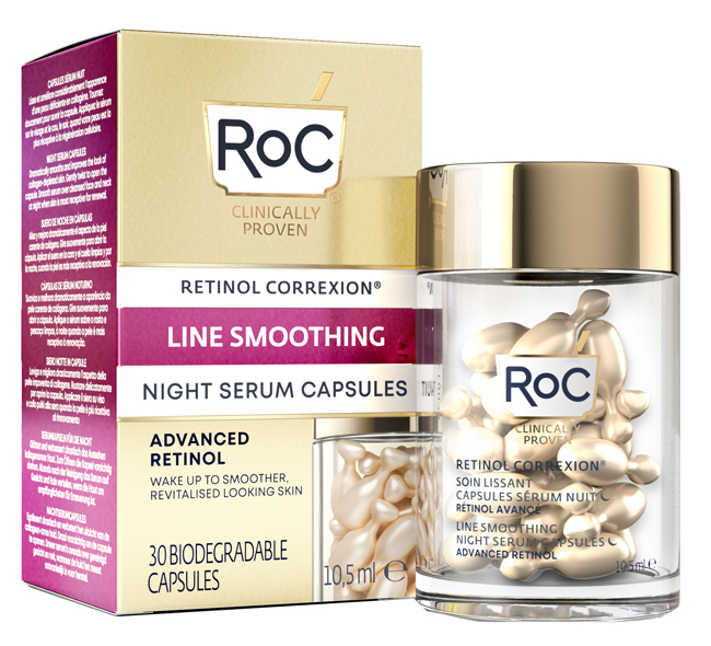 ROC RETINOL CORREXION LINE SMOOTHING SIERO VISO NOTTE 30 CAPSULE - Farmadillo