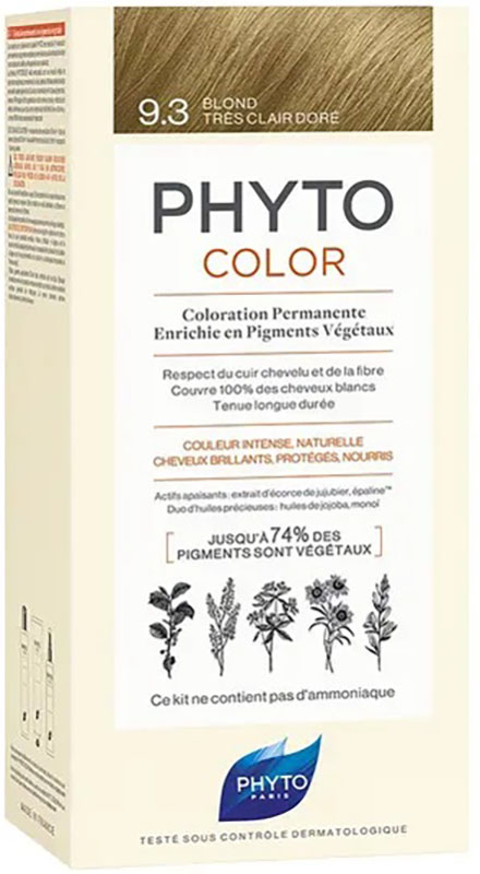 PHYTOCOLOR 9,3 BIONDO CHIARISSIMO DORATO LATTE 50 ML + CREMA 50 ML + MASCHERA 12 ML - Farmadillo