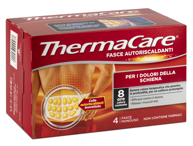 FASCIA AUTORISCALDANTE A CALORE TERAPEUTICO THERMACARE SCHIENA 4 PEZZI - Farmadillo