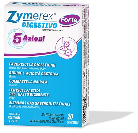 ZYMEREX DIGESTIVO FORTE 5 AZIONI 20 COMPRESSE MASTICABILI - Farmadillo
