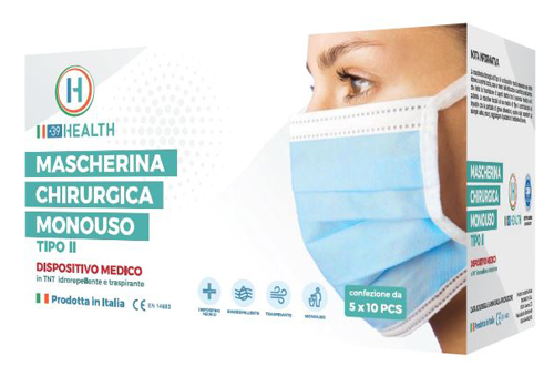 MASCHERINA CHIRURGICA MONOUSO TIPO II 50 PEZZI - Farmadillo