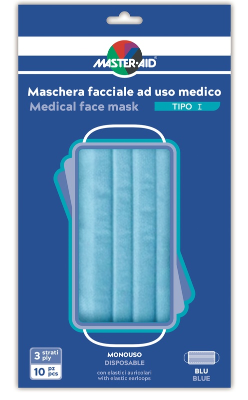 MASTER-AID MASCHERINA CHIRURGICA TIPO I MONOUSO 10 PEZZI - Farmadillo