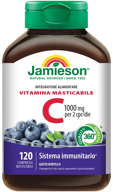 JAMIESON VITAMINA C 1000 MIRTILLO 120 COMPRESSE MASTICABILI - Farmadillo