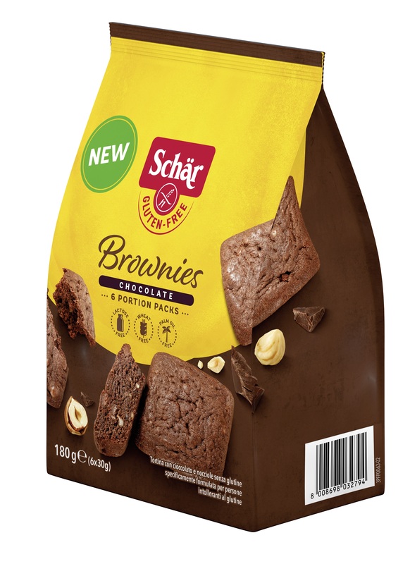 SCHAR BROWNIES CHOCOLATE TORTINA CON CIOCCOLATO E NOCCIOLE 6 MONOPORZIONI DA 30 G - Farmadillo