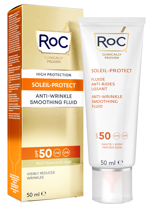 ROC FLUIDO SOLARE VISO SPF 50+ ANTI-RUGHE LEVIGANTE  50 ML - Farmadillo