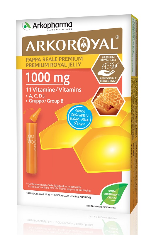 ARKOROYAL PAPPA REALE 1000 MG + VITAMINE SENZA ZUCCHERO 10 FIALE - Farmadillo