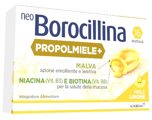 NEOBOROCILLINA PROPOLMIELE+ MIELE/LIMONE 16 PASTIGLIE - Farmadillo
