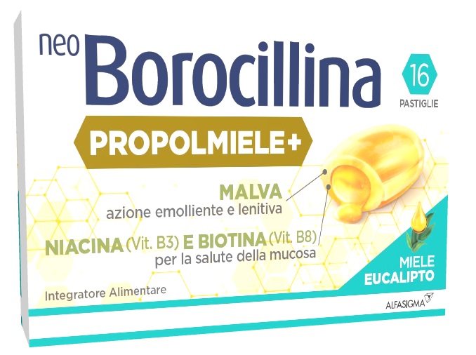NEOBOROCILLINA PROPOLMIELE+ MIELE/EUCALIPTO 16 PASTIGLIE - Farmadillo