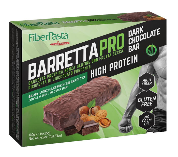 FIBERPASTA BARRETTA PROT DARK CHOCOLATE 4X35 G - Farmadillo