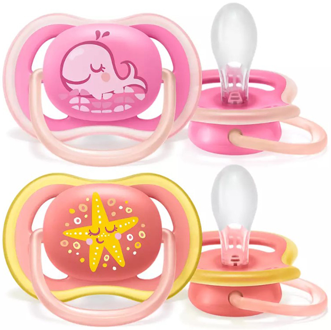 AVENT ULTRA AIR SUCCHIETTO BALENA/STELLA FEMMINA 6-18 MESI 2 PEZZI - Farmadillo