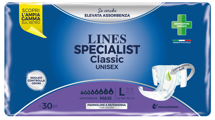 LINES SPECIALIST CLASSIC PANNOLONE MUTANDA MAXI LARGE 30 PEZZI - Farmadillo