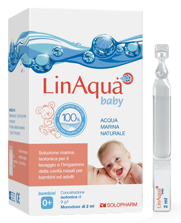 SOLUZIONE ISOTONICA PER LAVAGGI NASALI LINAQUA BABY 30 FLACONCINI MONODOSE 2ML - Farmadillo