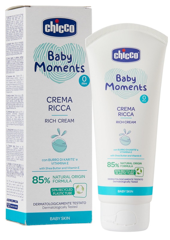 CHICCO BABY MOMENTS CREMA RICCA CON BURRO DI KARITE' E VITAMINA E 100 ML - Farmadillo