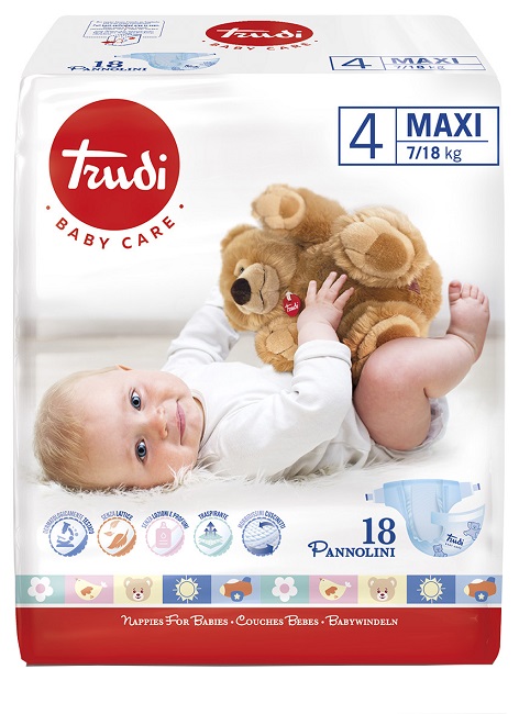 TRUDI BABY CARE PANNOLINO BAMBINI MAXI 7/18 KG 18 PEZZI - Farmadillo