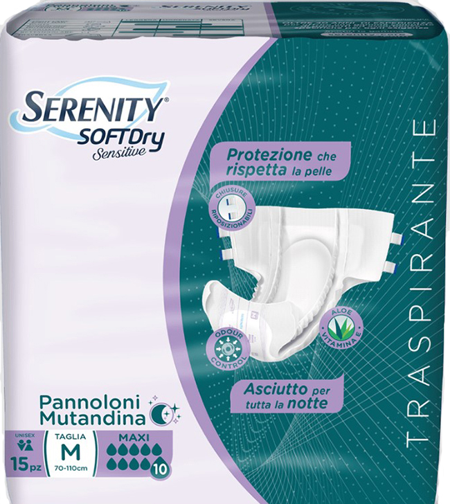 PANNOLONE MUTANDINA SERENITY SD SENSITIVE MAXI M 15 PEZZI - Farmadillo
