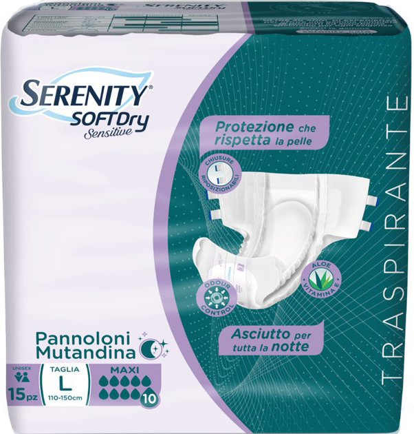 PANNOLONE MUTANDINA SERENITY SD SENSITIVE MAXI L 15 PEZZI - Farmadillo