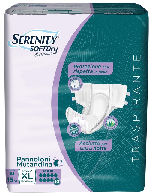 PANNOLONE MUTANDINA SERENITY SD SENSITIVE MAXI XL 15 PEZZI - Farmadillo