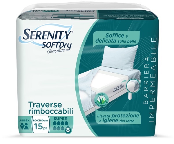 SERENITY TRAVERSA SD SENSIIVE SUPER 80X180 CM 15 PEZZI - Farmadillo