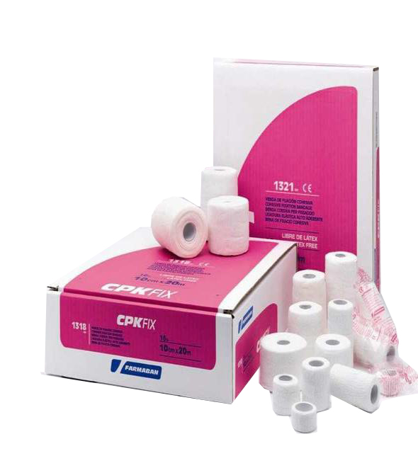 FARMABAN CPK FIX LATEX FREE 10CM X 20M BENDA ELASTICA COESIVA DI FISSAZIONE LATEX FREE DISPENSER BOX 16 PEZZI - Farmadillo