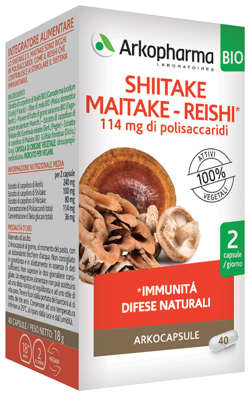 ARKOCAPSULE SHIITAKE MAITAKE REISHI BIO 40 CAPSULE - Farmadillo