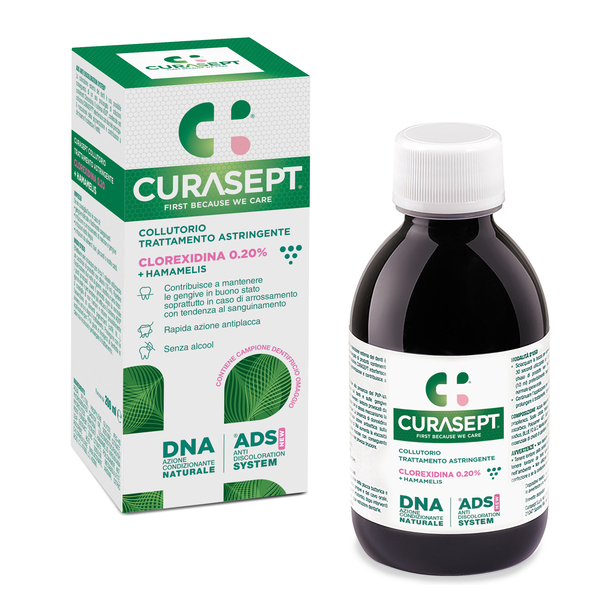 CURASEPT COLLUTORIO ADS DNA TRATTAMENTO ASTRINGENTE 200 ML + CAMPIONE OMAGGIO DENTIFRICIO ASTRINGENTE 6 ML - Farmadillo