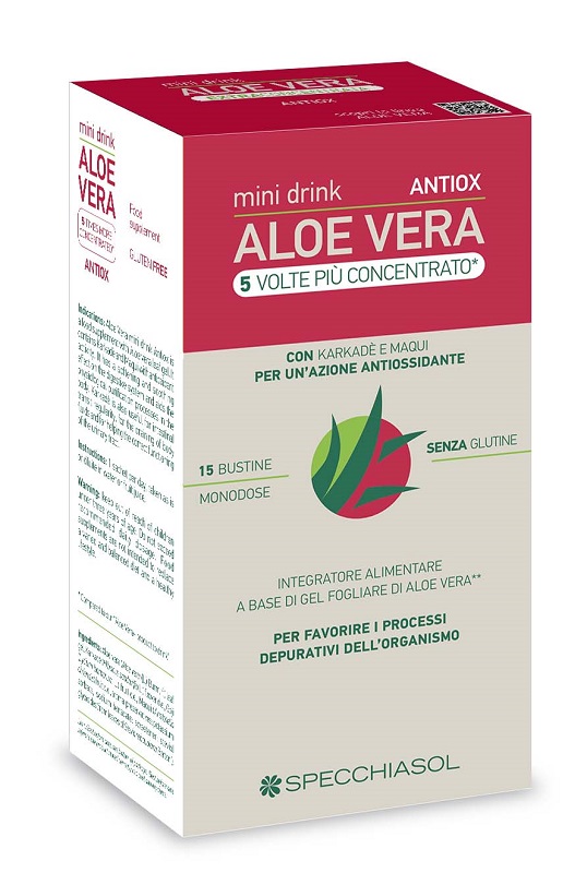 ALOE VERA ANTIOX MINI DRINK 5 VOLTE PIU' CONCENTRATO 15 BUSTINE DA 10 ML - Farmadillo