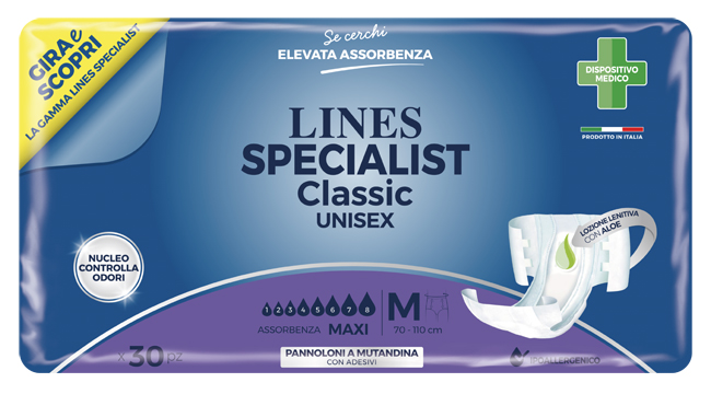 PANNOLONE A MUTANDINA LINES SPECIALIST CLASSIC MAXI MISURA MEDIA 30 PEZZI - Farmadillo