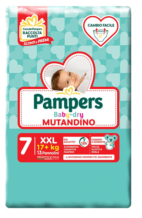 PANNOLINI MUTANDADINA PAMPERS BABYDRY XXL SMALL PACK 13 PEZZI - Farmadillo