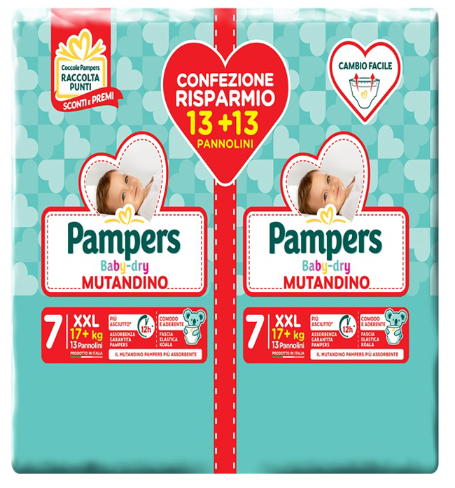 PAMPERS BABY DRY MUTANDINA DUO DOWNCOUNT XXL 26 PEZZI - Farmadillo