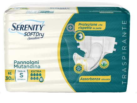 SERENITY PANNOLONE MUTANDINA SD SENSITIVE EXTRA TAGLIA S 30 PEZZI - Farmadillo