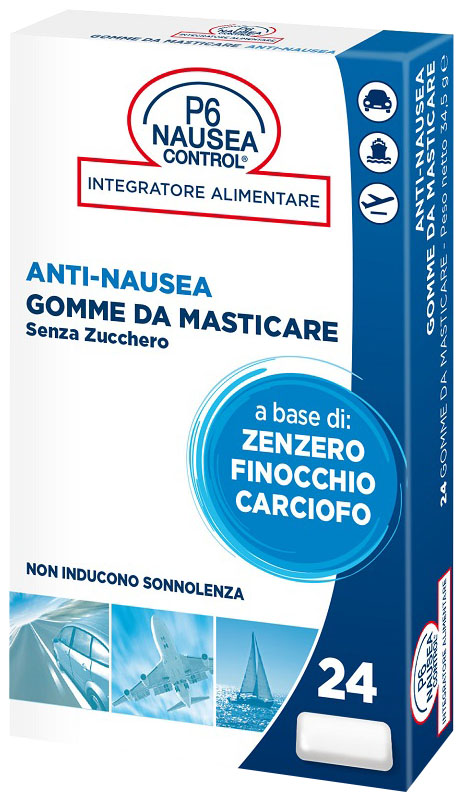 P6 NAUSEA CONTROL 24 GOMME DA MASTICARE SENZA ZUCCHERO - Farmadillo