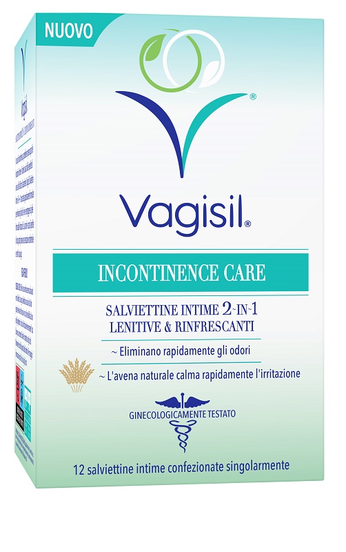 VAGISIL INCONTINENCE CARE SALVIETTINE INTIME 2IN1 LENITIVE & RINFRESCANTI 12 PEZZI - Farmadillo